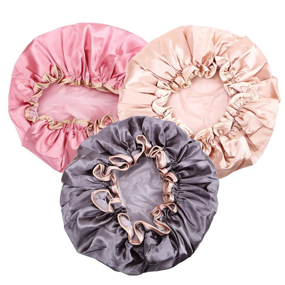 

Elastic Bath Hat Waterproof Shower Cap Bathing Hair Cover Reusable Lovely Thick Women Shower Caps