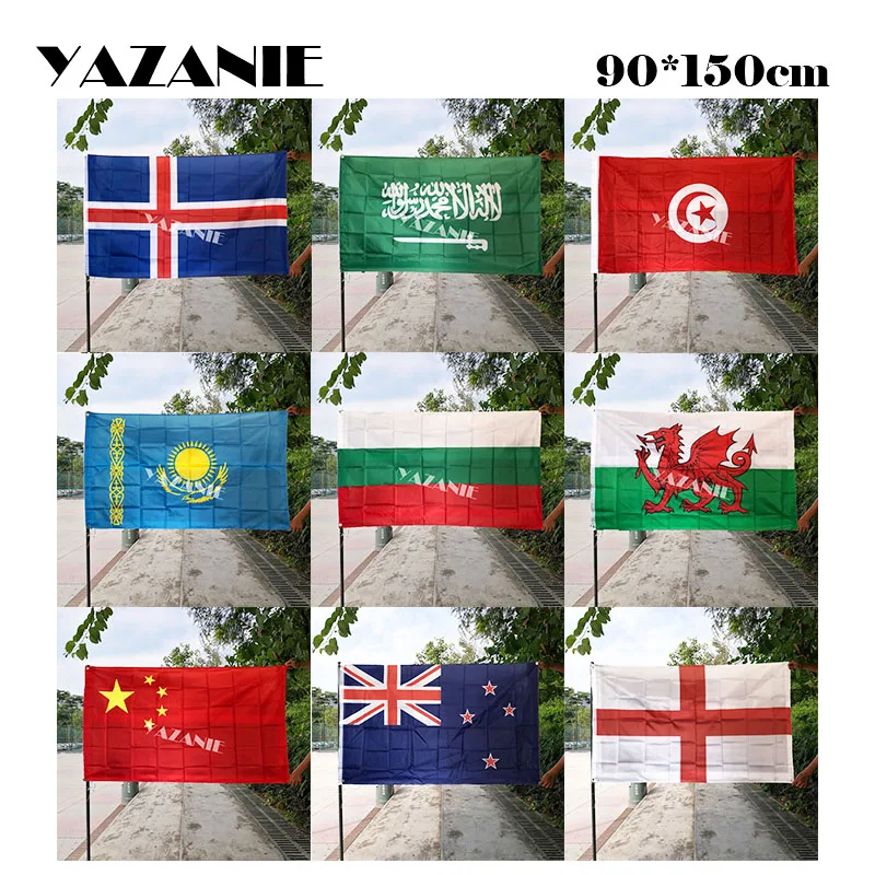 YAZANIE 90x150cm Iceland Saudi Arabia Tunisia Kazakhstan Bulgaria Welsh China Chinese New Zealand England Flags and Banners | Дом и сад