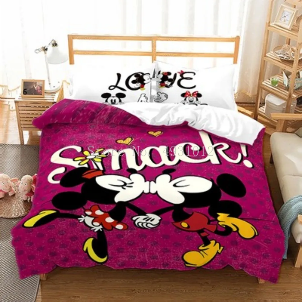 

Disney Cartoon Bedding set Mickey Minnie Duvet cover singe twin King Queen Size Twin Bedding Set Bedclothes Luxury