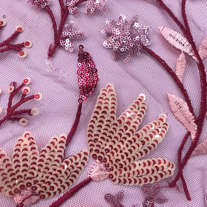 Цветы блесток вышитые ткани синий тюль ткань сетка вышивка кружева высокого