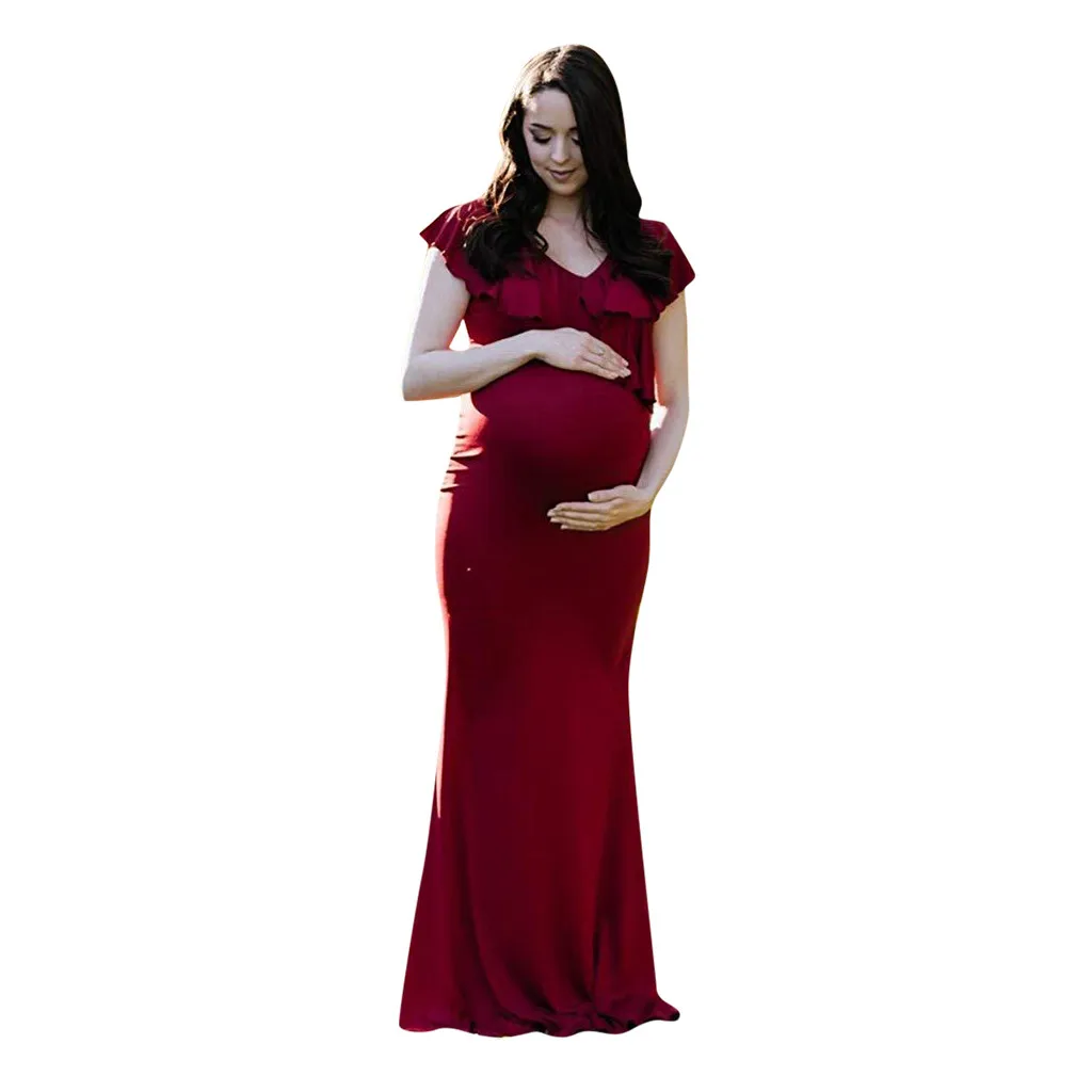 

maternity dresses for photo Women Maternity Pregnants Photography Props Ruffles Long Sleeve Sexy Prom Gown Dress