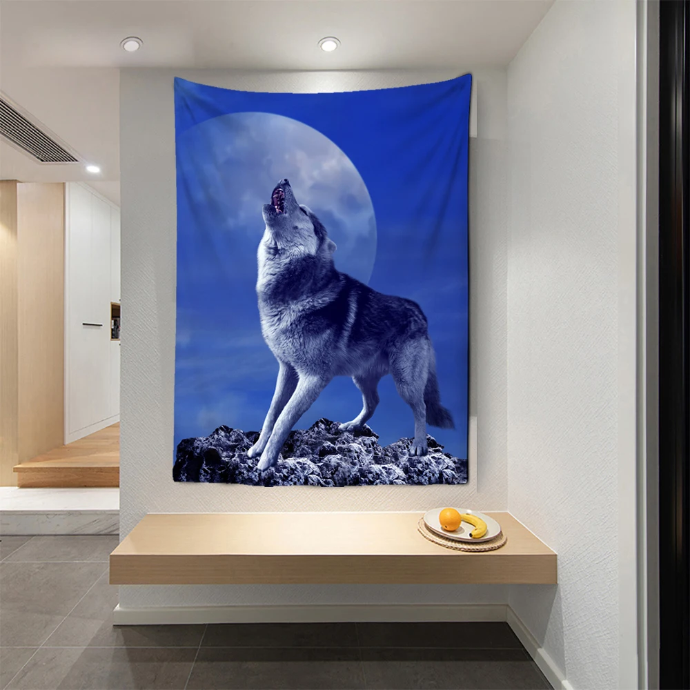 Howl of a wolf Holy гобелены с изображением животных Настенный декор чакра ковер