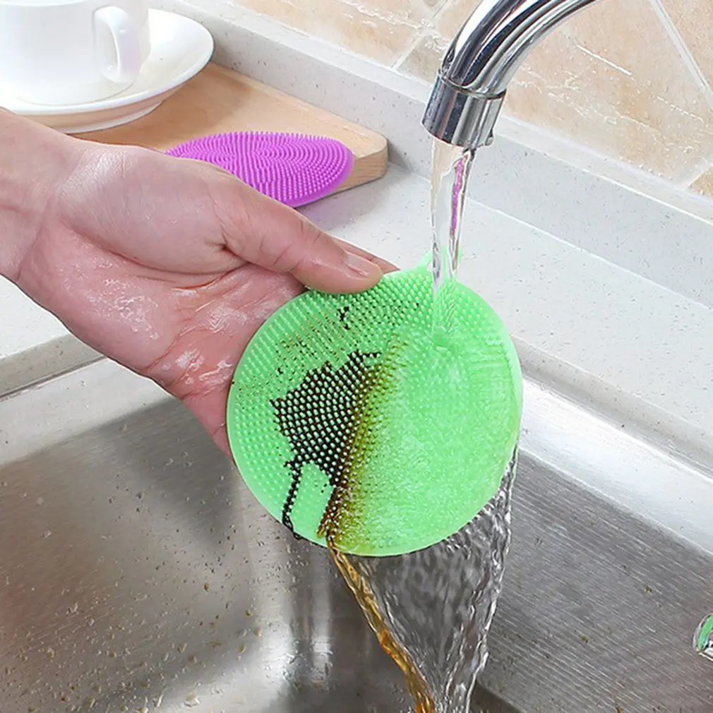 

Multifunction Silicone Sponge Bowl Cleaning Brush Scouring Pad Silicone Dish Sponge Kitchen Pot Cleaner Tool
