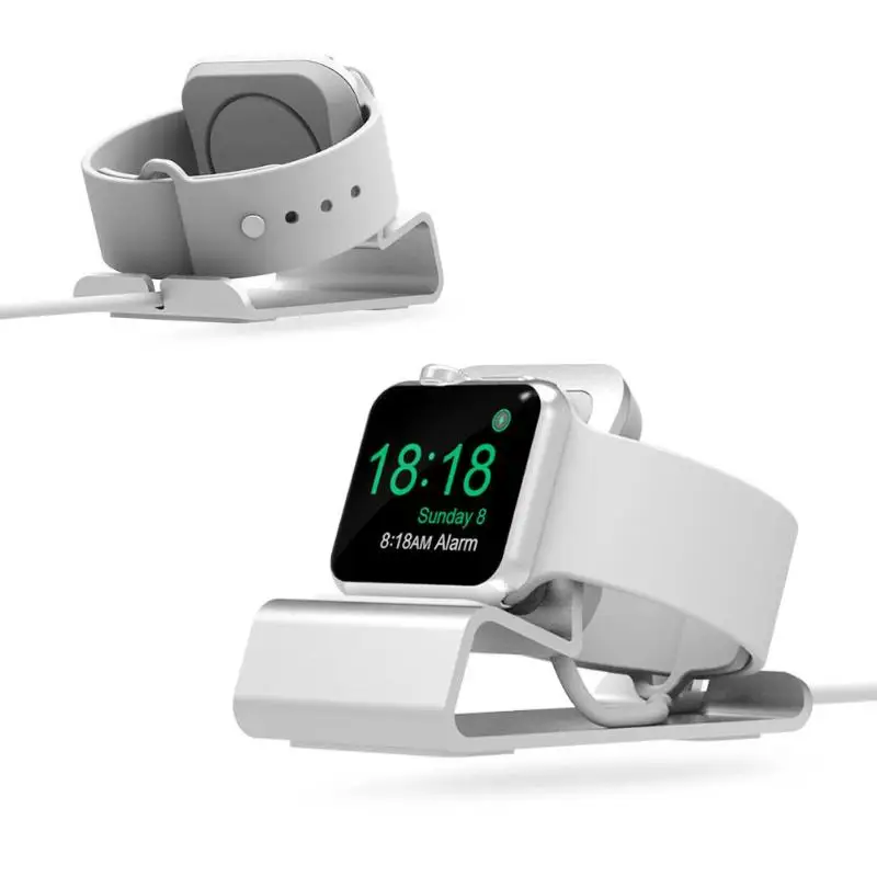 Роскошная подставка для Apple Watch, ручная зарядка с отверстием для кабеля, алюминиевый кронштейн для iWatch Watch, держатель для док-станции