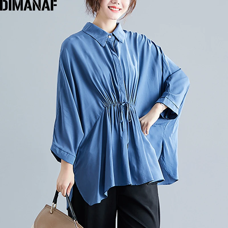 Женская плиссированная блуза DIMANAF повседневная однотонная туника свободного