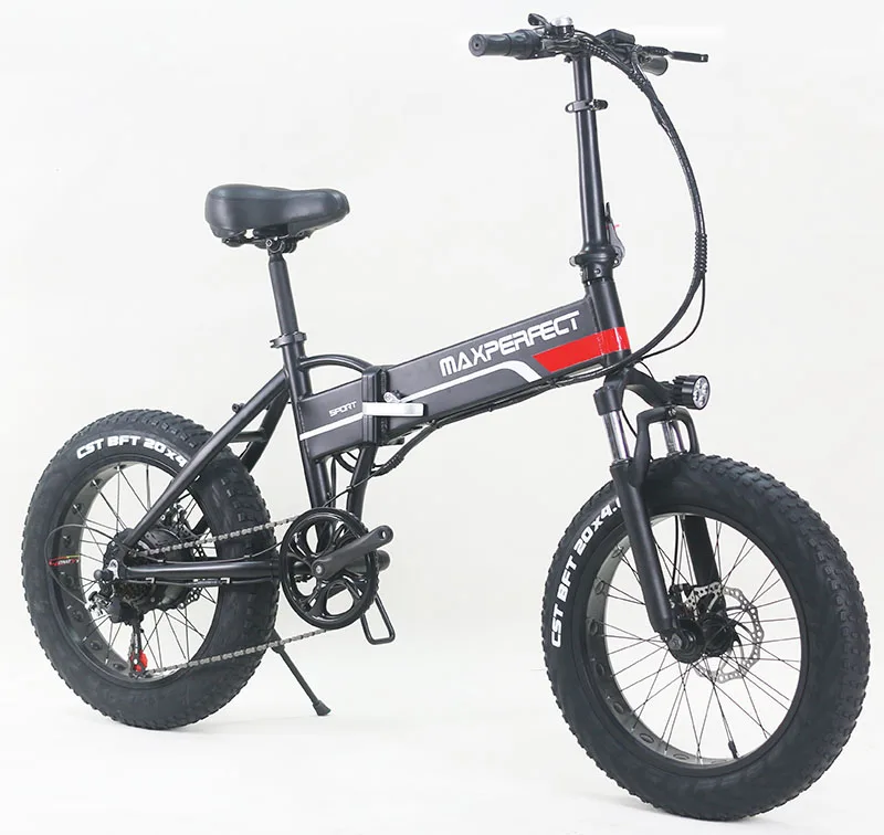 Verkaufen 20 ''elektrische Gefaltet Bike Maxperfect 48V 1000W 12Ah Samsug Batterie 4,0 Zoll Reifen Tragbare 7 Geschwindigkeit Motor Fett Schnee Bike Keine Steuer