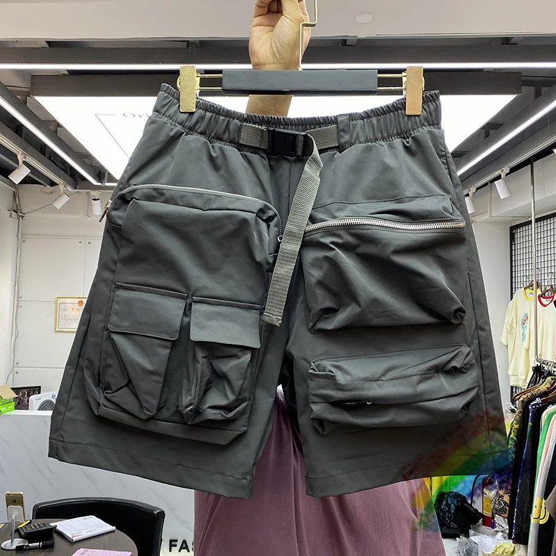 

2021ss Tactical Multi-pocket Shorts Men Women Best Quality Washed Vintage Shorts Classic Cotton Breeches