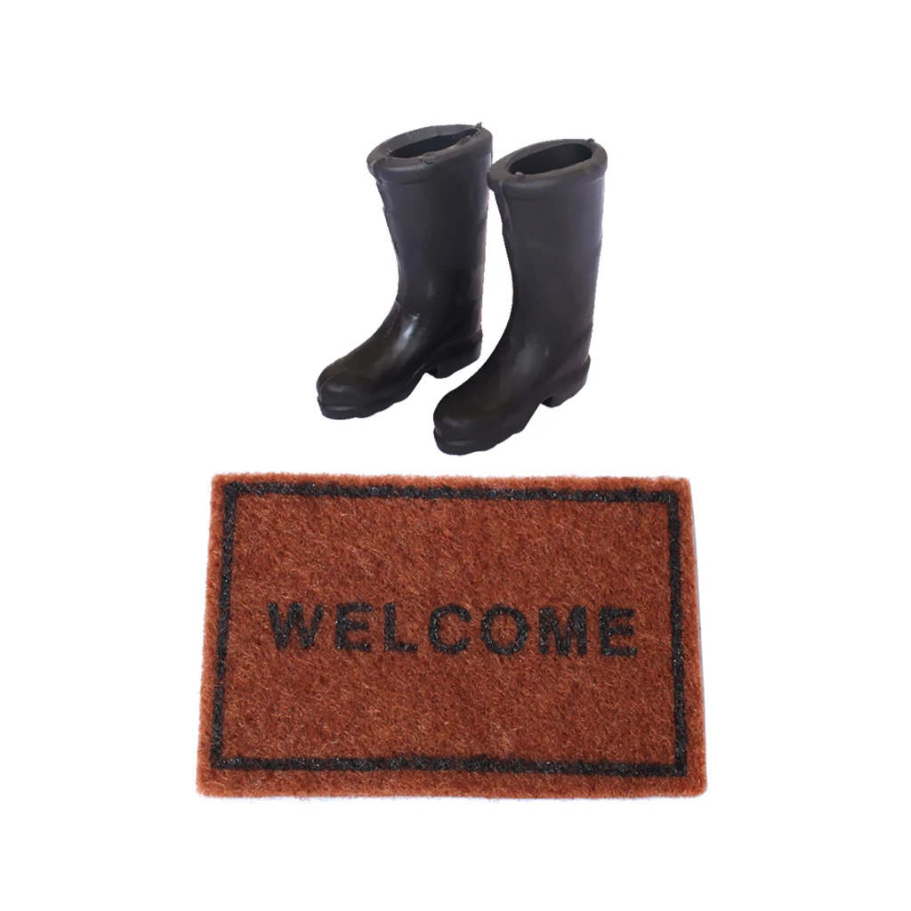 ''Welcome'' Patterned Floor + Rubber Rain Boot For 1/12 Dollhouse Furniture | Игрушки и хобби