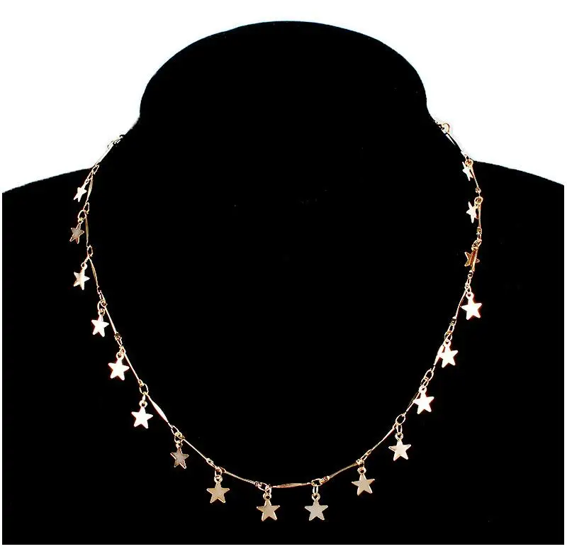 Модное ювелирное женское золотое серебряное ожерелье со звездами Кулон на шею