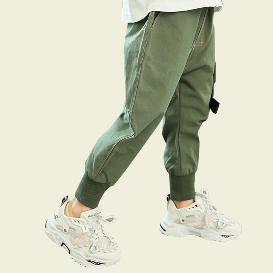 Штаны для мальчиков модные штаны шаровары повседневные карго детей осенняя