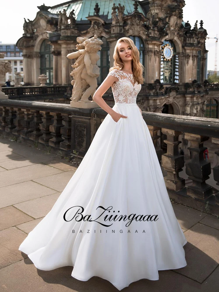 

BAZIIINGAAA Simple Wedding Dress Lace Little Beading Strapless Dress Luxury WeddingGowns Bridal Can Be Washed Bride Dresses