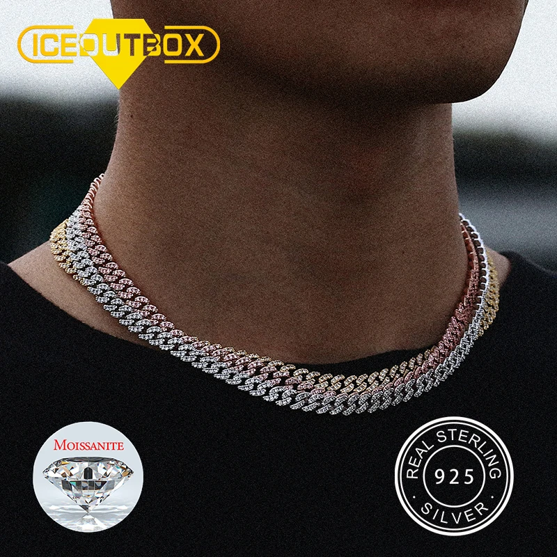 

Luxury 6mm S925 Sterling Silver Iced Out Moissanite Diamond Hip Hop Cuban Link Chain Miami Necklace Women Men Fine Jewelry Gift