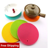 kitchen gadgets round heat resistant silicone mat drink cup coasters non slip pot holder table placemat kitchen accessories