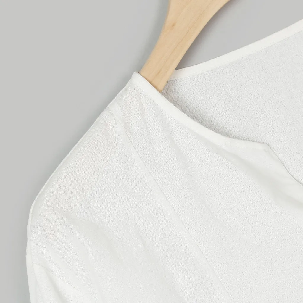 Рубашка мужская мешковатая из смеси хлопка однотонная блузка с рукавом три