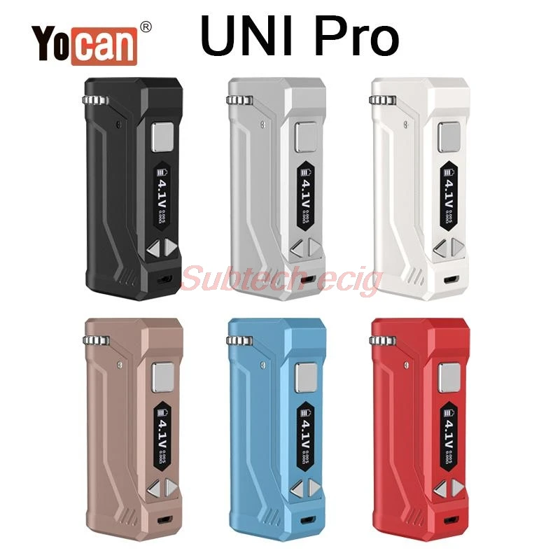 

Authentic Yocan UNI PRO Box Mod 650mAh Preheat Battery Voltage Adjustable Vape Battery Fit All Cartridges Cart with OLED Display