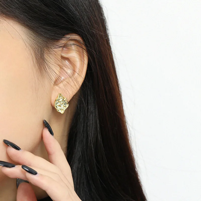 

Geometric Stud Earrings For Women Sterling Silver Earring 925 Gold Minimalist Punk Trendy Earings Bijoux Femme Fine Jewellery