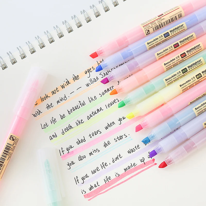 

40 Pcs/Lot Multi Color Highlighter Pens Fluorescent Marker Liner for Paper Fax Copy Highlighting Drawing Office School A6129