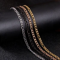 stainless steel figaro chains necklaces cuban link chain for women men pendant jewelry choker punk rose silver gold plating diy