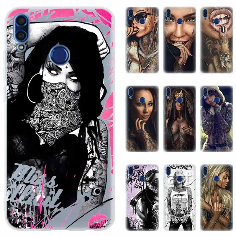 

Sexy Sleeve Tattoo Girl Silicone Phone Case For Huawei Honor 30 20 10 9 lite 9a 8a 7a Pro 8 10i 20i 30s Bag