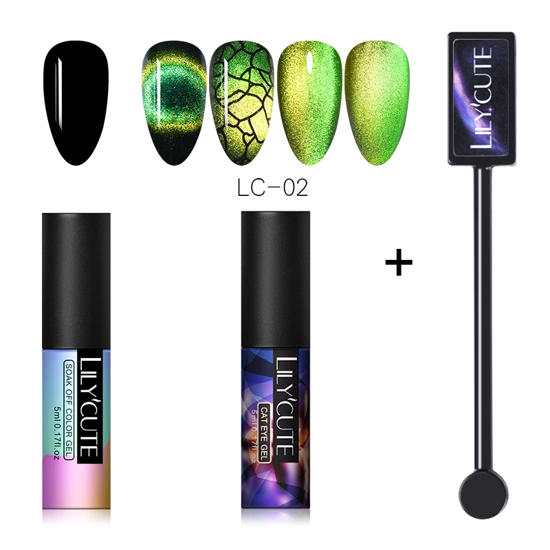3pcs 2 LILYCUTE 9D Auroras ногтей Гель-лак «кошачий глаз» Гель-лак для использования с магнитом звездное небо замочить от УФ Магнитный Гель-лак для ногтей 5 мл - Цвет: 3pcs 2