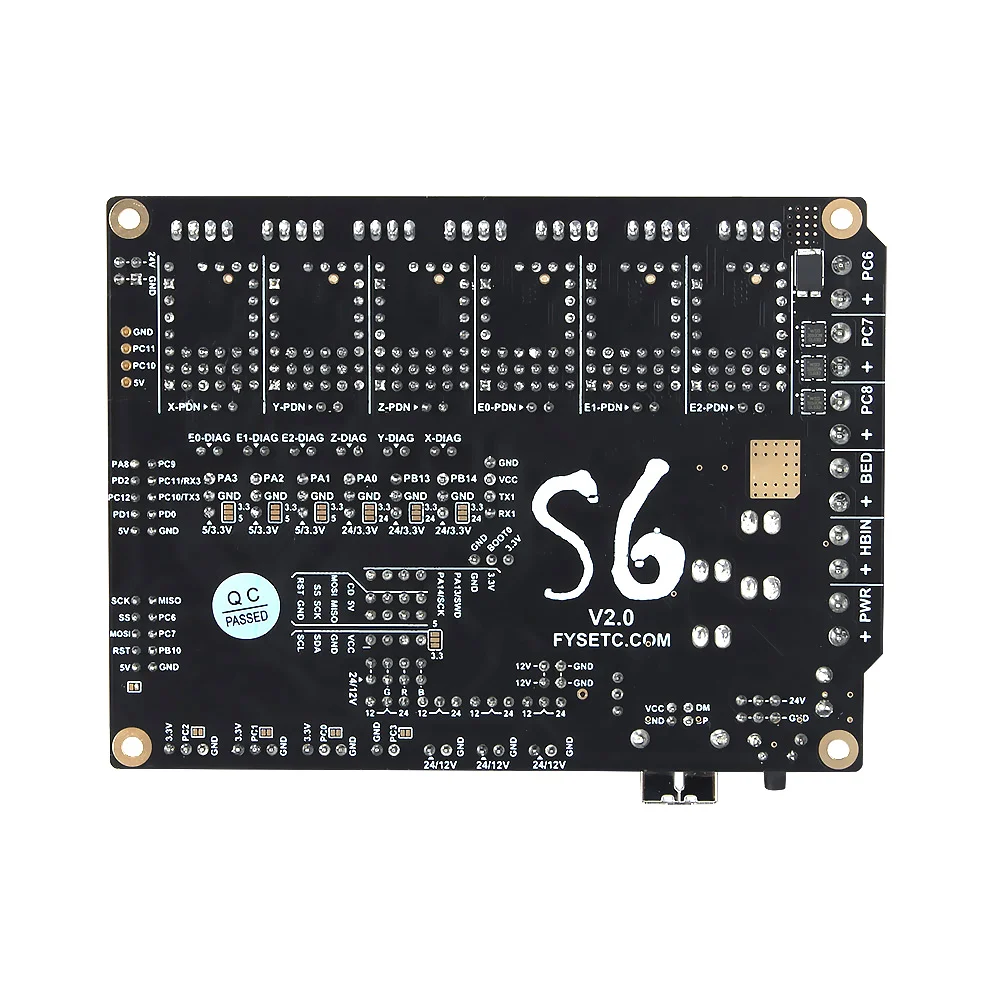 

FYSETC S6 V2.0 32 Bit Board XH Connector Control Board Support 6X TMC Drivers Uart/SPI Flying Wire VS F6 V1.3 SKR V1.3