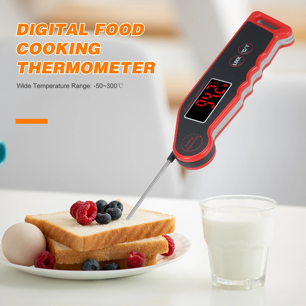 

1.9inch LED Digital Food Temperature Meter Instant Read Meat Soup Beverage Food Thermometer Accurate and Easy Cooking Thermomete