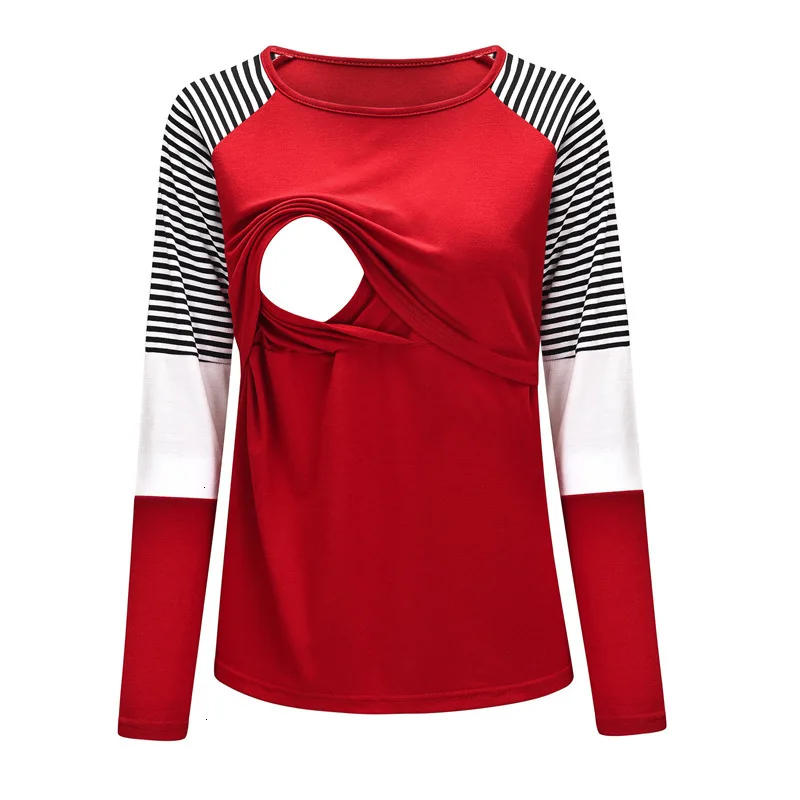 В полоску Одежда для беременных Беременность с длинным рукавом Для женщин Блуза