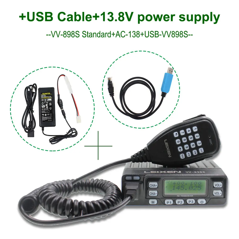 VV-898S-AC-138-USB Leixen VV-898S обновление мощный 25 Вт Tri Powermini радио нескольких получить двухдиапазонный УКВ+ UHF мобильный радиотелефон VV-898 S автомобиль трансивер - Цвет: VV-898S-AC-138-USB