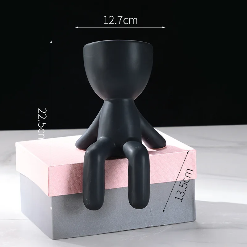 Гуманоид Керамика цветочный горшок персонажа сидя ваза скульптура горшки для