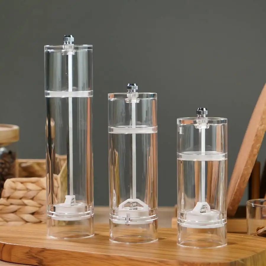Salt Pepper Grinder Refillable Clear Acrylic Mills with Adjustable Coarseness Precision Mechanisms Multi-size Kitchen Gadget | Дом и сад
