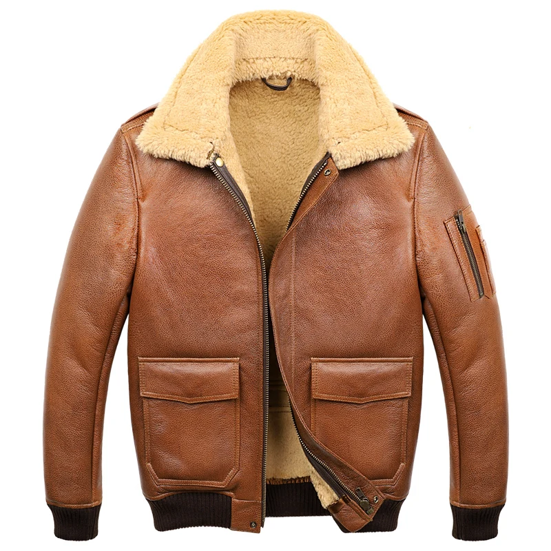 

Real Fur Coat Winter Men Clothes 2023 100% Genuine Leather Jacket Sheep Shearling Bomber Jacket Sheepskin Coats Hiver 920