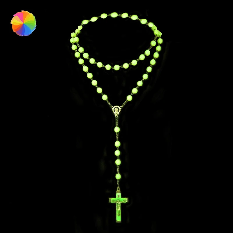 Пластиковые Четки светящиеся серебристые крест ожерелье католицизма