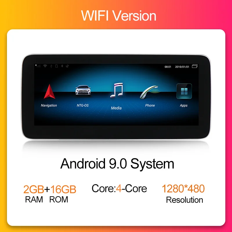 1920*720 экран 4+ 64G Android 9,0 автомобильный Радио gps навигатор плеер для Mercedes Benz C Class W204 2008-2010 Bluetooth wifi 4G - Цвет: 16G WIFI