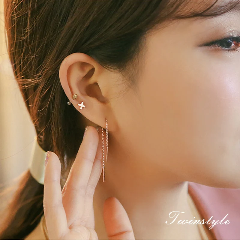 Ювелирные изделия YUN RUO из титановой стали цвета розового золота|Серьги-гвоздики|