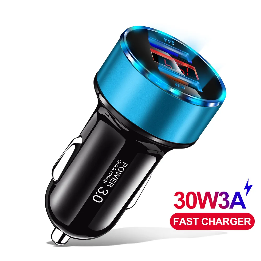 Олаф 30 Вт 5 В 3 А двойной QC 3,0 быстрое USB Автомобильное зарядное устройство для iPhone X 8 samsung S10 Xiaomi Quick Charge 3,0 в автомобиль и светодиодный цифровой дисплей