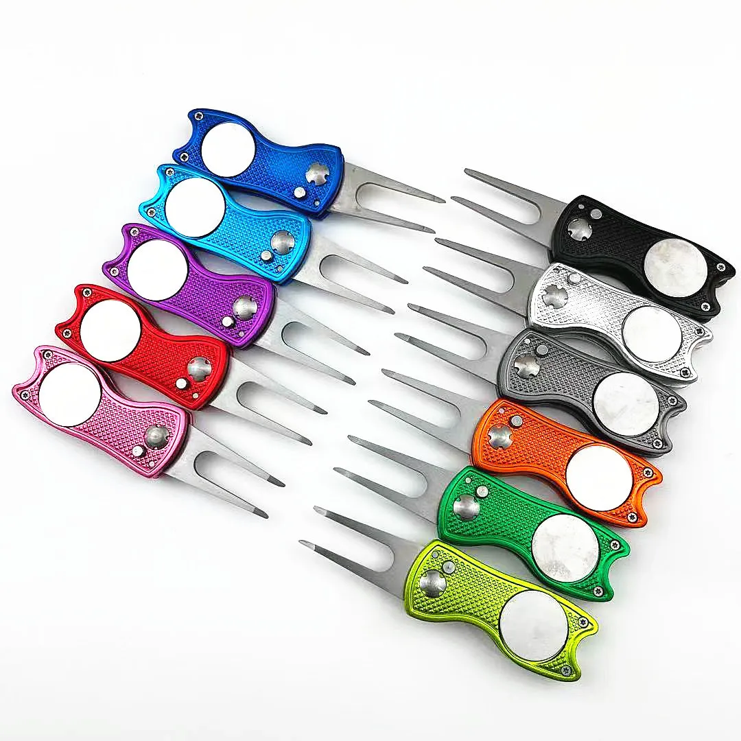 

1pc Golf Pivot Maintenance Switch Blade Tool Aluminum Handle Folding Golf Spring Green Fork