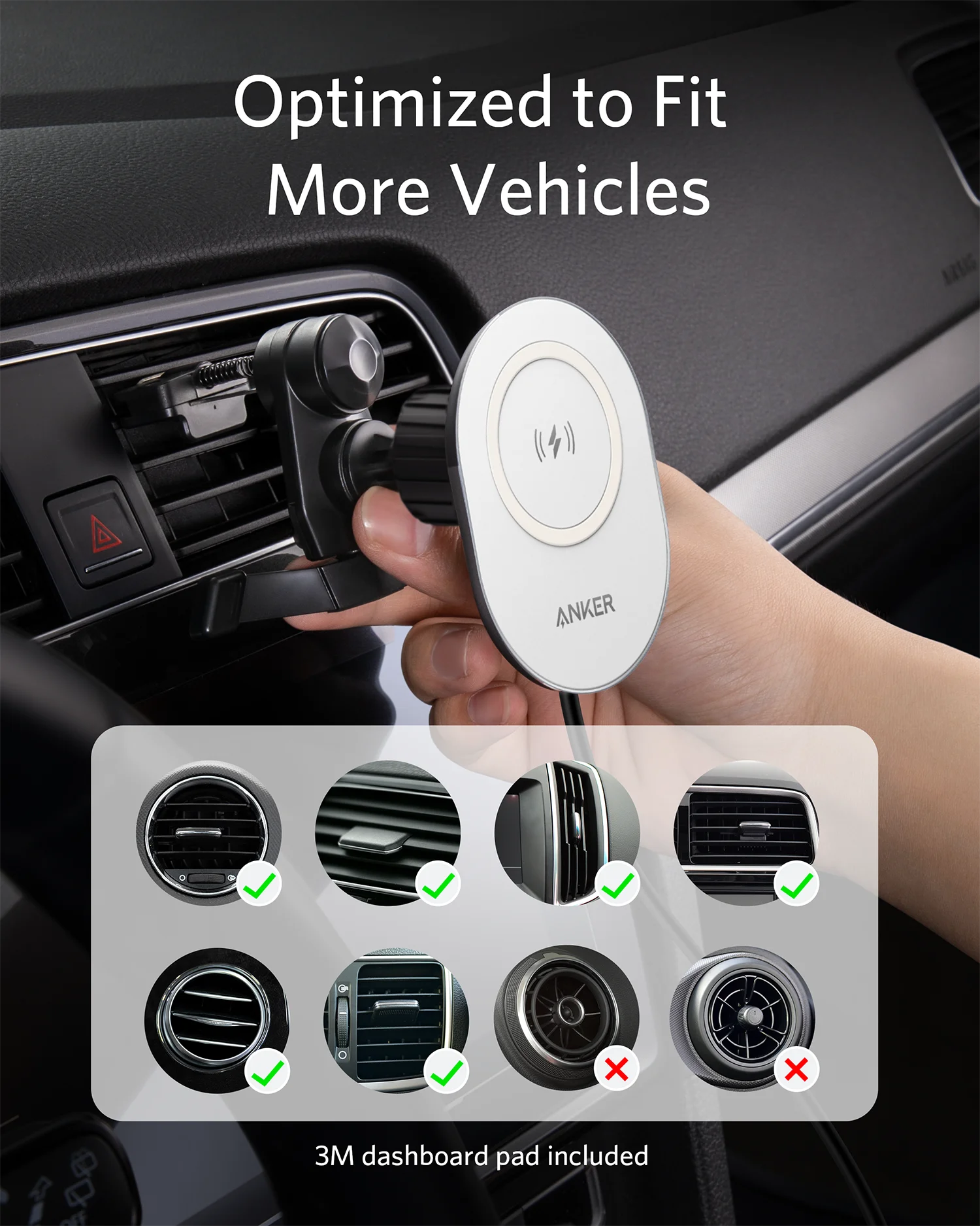 anker car mount charger for iphone 13 powerwave magnetic car charging mount with 4 ft usb c cable 7 5w for iphone 12 series free global shipping