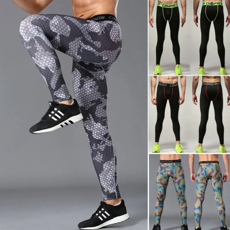 Мужские спортивные термальные обтягивающие компрессионные штаны с базовым