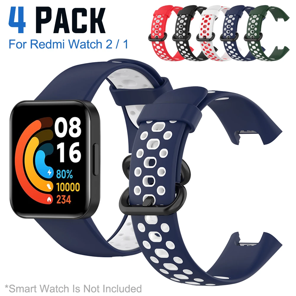 

4-Pack Многоцветный силиконовый ремешок браслет для Redmi Watch 2 / 1 / Xiaomi Watch Lite SmartWatch Sweatproof сменный ремешок