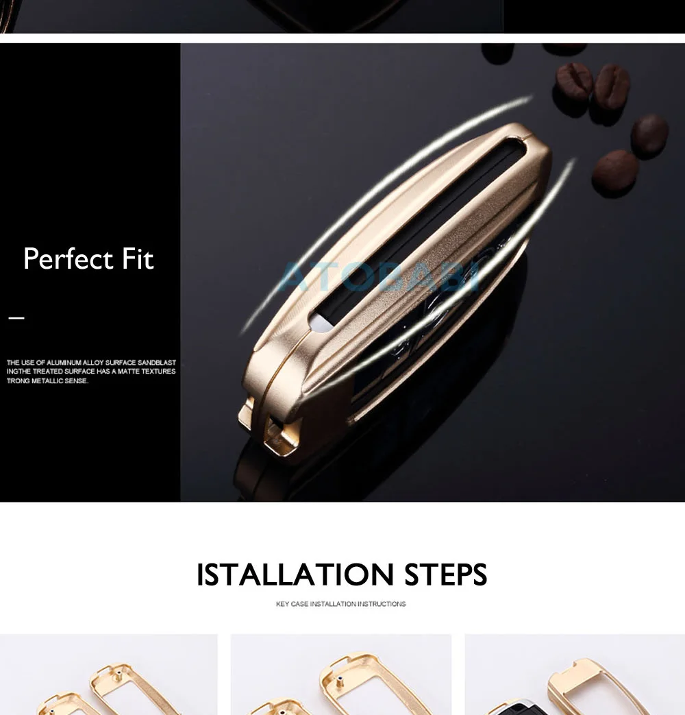 Aluminum Alloy Car Key Case For Ford Mendeo Fusion Edge Expedition F-150 F-250 F-350 Smart Keyless Remote Fob Cover Keychain Bag