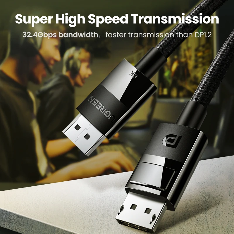 Ugreen Displayport для Xiaomi Mi Box 8K/60Hz DisplayPort 1 4 кабель Hig speed 32 Gbps PUBG Gaming HD ПК кабель|Кабели VGA| |