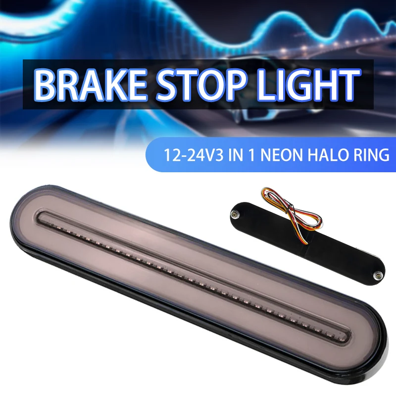 

Waterproof LED Trailer Truck Brake Light 3 in 1 Neon Halo Ring Tail Brake Stop Flowing Turn Signal Light Lamp Blinker 12V-24V