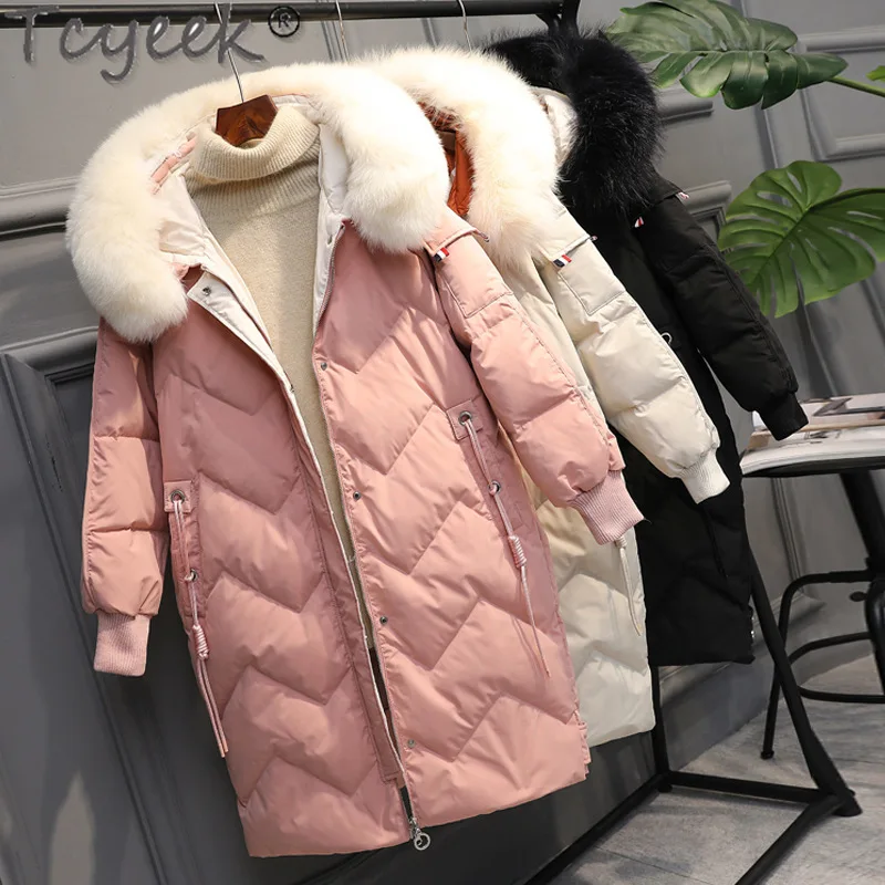 

Women's Down Jacket Woman Down Coat Female White Duck Down Jackets Winter Parkas Big Faux Fur Hooded Coats Mujeres Abrigos 1901