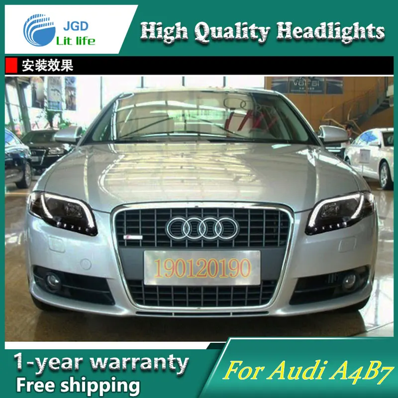 Автостайлинг для Audi A4 B7 светодиодный фары 2005-2008 биксеноновые светодиодные DRL