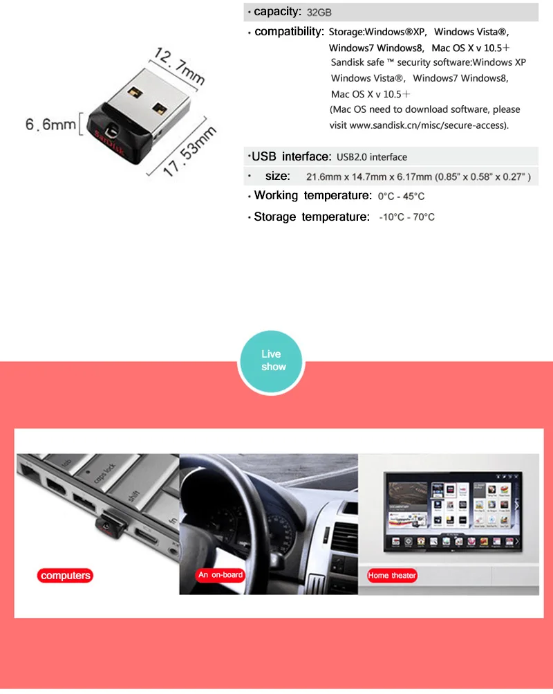 SanDisk CZ33 USB флеш-накопитель 64 ГБ 32 ГБ карта памяти USB флеш-накопитель Высокое качество 8 Гб 16 Гб USB флеш-накопитель USB 2,0