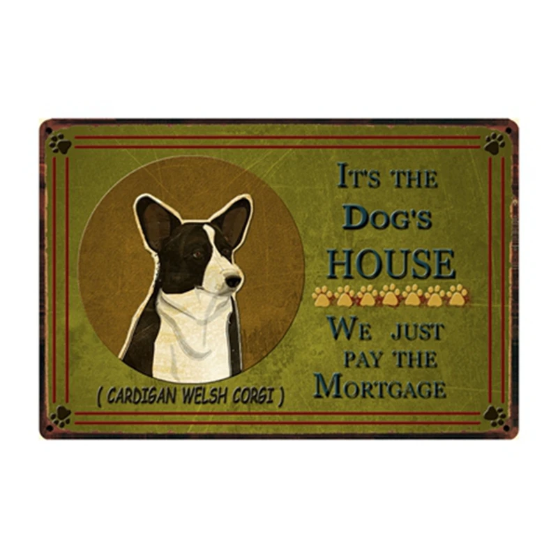 

[ Kelly66 ] It's Dog's House Cardigan Welsh Corgi Metal Sign Tin Poster Home Decor Bar Wall Art Painting 20*30 CM Size y-2235