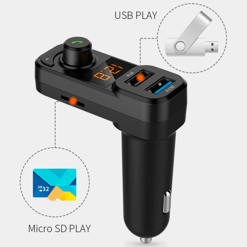 KORSEED автомобильный Bluetooth комплект для телефона Handsfree беспроводной Carkit QC3.0 быстрое