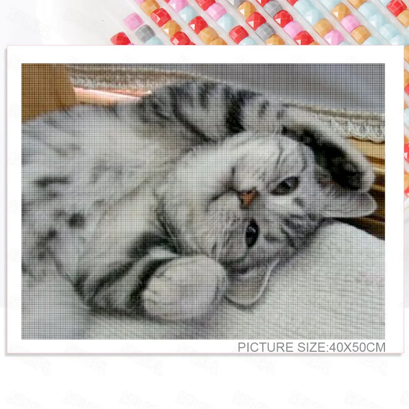 

Diy Diamond Painting Cute Pet Cat Small Animals Sofa Background Wall Painting Bedroom Children's Room Decoration Painting