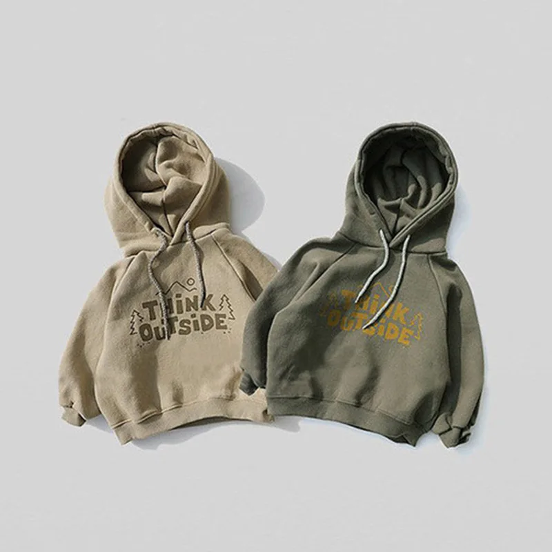 

2021 Baby Boy Hoodies Letter Print Hooded Sweatershirt for Kids Cotton Outwear Top Clothes