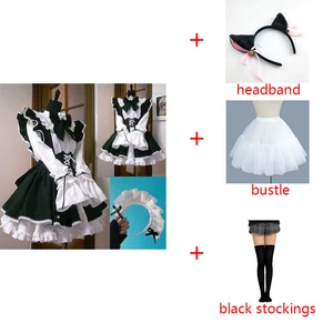 Women Maid Dress Anime Long Dress Black and White Apron Dress Lolita Dress Men Cafe Outfit Cosplay Costume Горничная Mucama